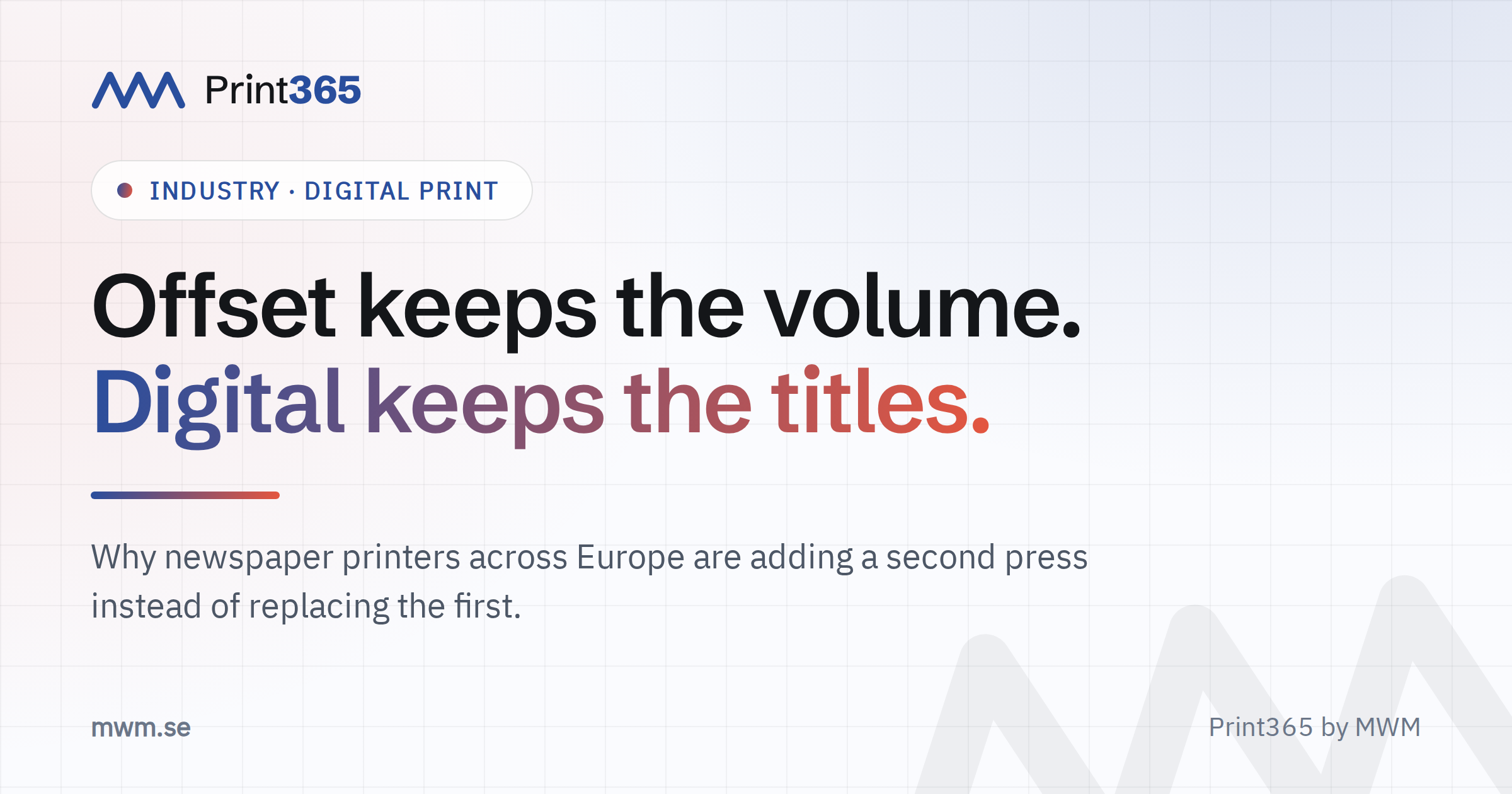 Print365 Grafik mit dem Text Offset keeps the volume, Digital keeps the titles